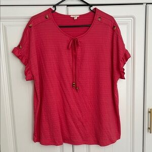 Elegant Pink Button-Accent Women's Blouse